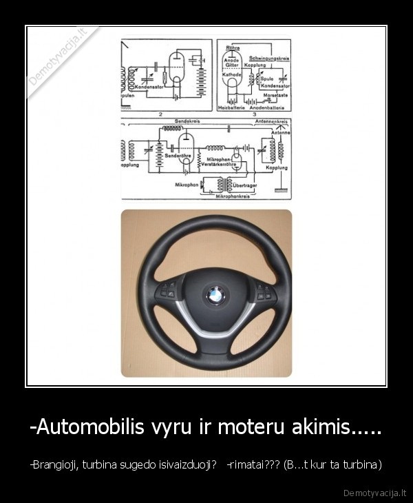 -Automobilis vyru ir moteru akimis..... - -Brangioji, turbina sugedo isivaizduoji?   -rimatai??? (B...t kur ta turbina)