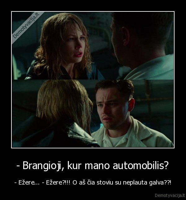 - Brangioji, kur mano automobilis? - - Ežere... - Ežere?!!! O aš čia stoviu su neplauta galva??!