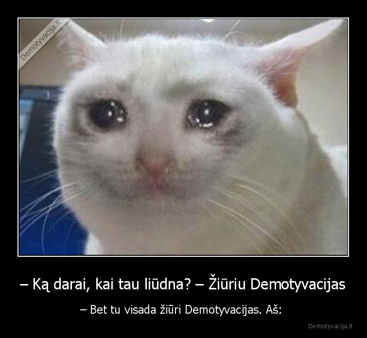 – Ką darai, kai tau liūdna? – Žiūriu Demotyvacijas - – Bet tu visada žiūri Demotyvacijas. Aš: 