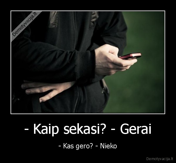 - Kaip sekasi? - Gerai - - Kas gero? - Nieko