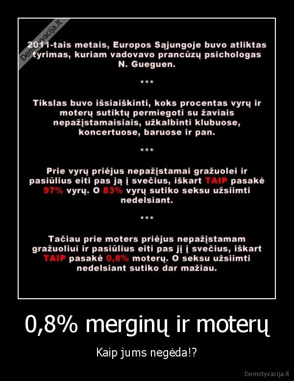 0,8% merginų ir moterų - Kaip jums negėda!?