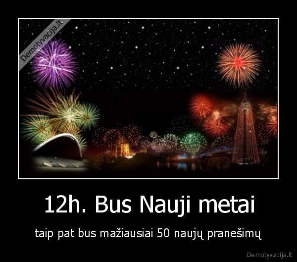 12h. Bus Nauji metai - taip pat bus mažiausiai 50 naujų pranešimų