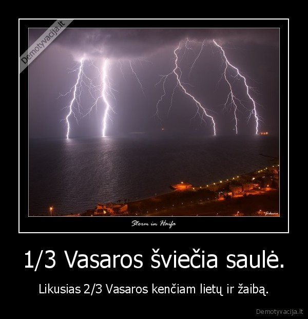 1/3 Vasaros šviečia saulė. - Likusias 2/3 Vasaros kenčiam lietų ir žaibą.