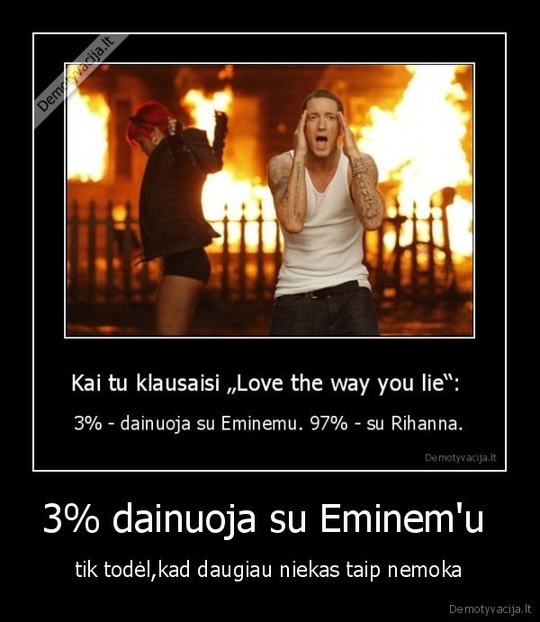 3% dainuoja su Eminem'u  - tik todėl,kad daugiau niekas taip nemoka