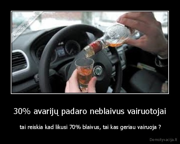 30% avarijų padaro neblaivus vairuotojai -  tai reiskia kad likusi 70% blaivus, tai kas geriau vairuoja ?