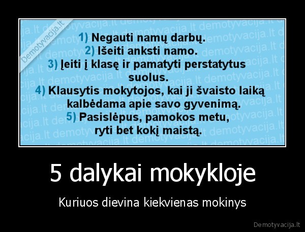 5 dalykai mokykloje - Kuriuos dievina kiekvienas mokinys