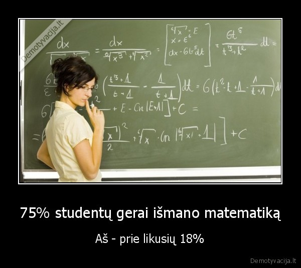 75% studentų gerai išmano matematiką - Aš - prie likusių 18%