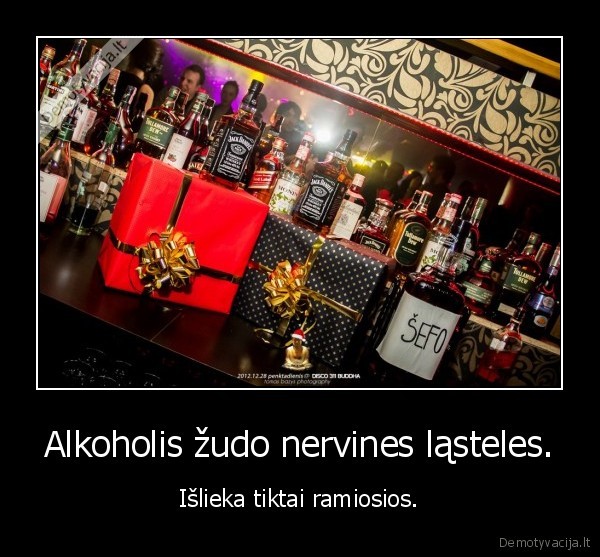 Alkoholis žudo nervines ląsteles. - Išlieka tiktai ramiosios.