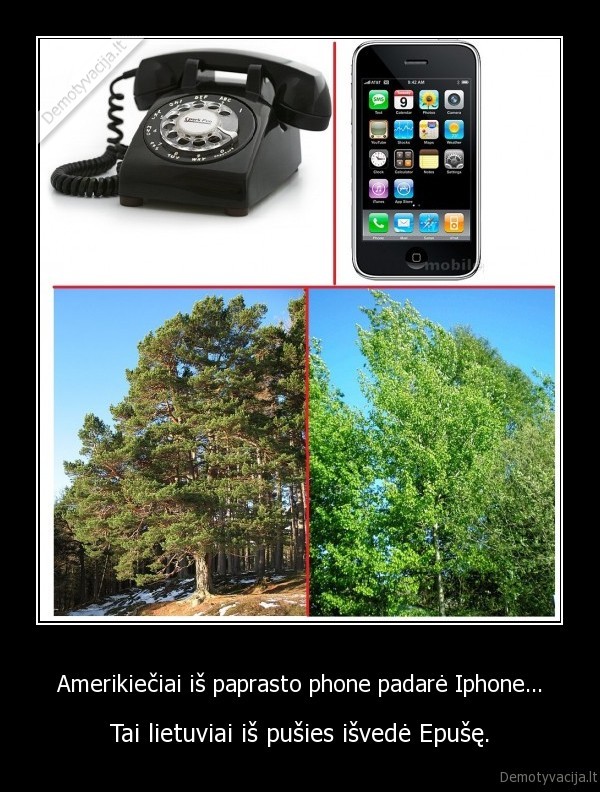 Amerikiečiai iš paprasto phone padarė Iphone... - Tai lietuviai iš pušies išvedė Epušę.