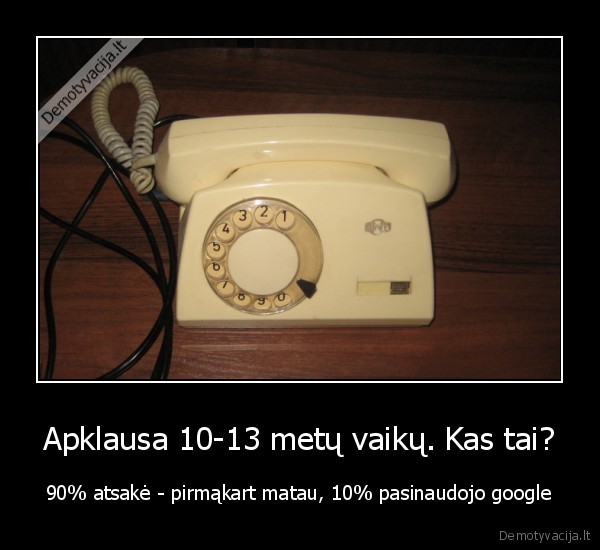 Apklausa 10-13 metų vaikų. Kas tai? - 90% atsakė - pirmąkart matau, 10% pasinaudojo google