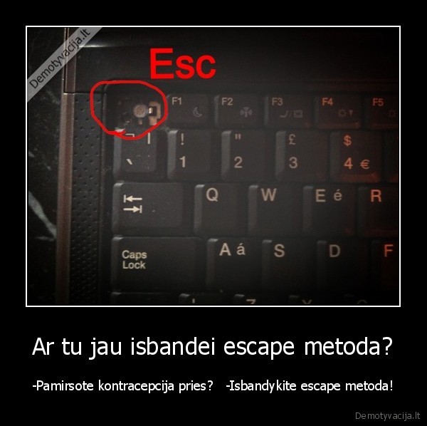 Ar tu jau isbandei escape metoda? - -Pamirsote kontracepcija pries?   -Isbandykite escape metoda!