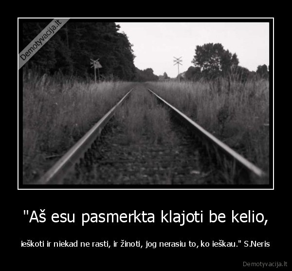 "Aš esu pasmerkta klajoti be kelio, - ieškoti ir niekad ne rasti, ir žinoti, jog nerasiu to, ko ieškau." S.Neris