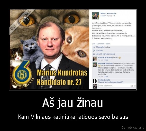 Aš jau žinau - Kam Vilniaus katiniukai atiduos savo balsus