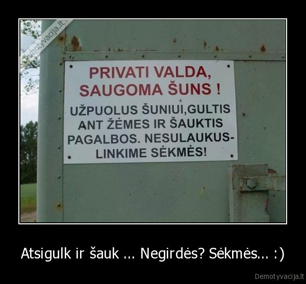 Atsigulk ir šauk ... Negirdės? Sėkmės... :) - 