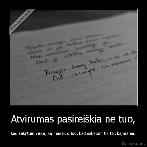 Atvirumas pasireiškia ne tuo, - kad sakytum viską, ką manai, o tuo, kad sakytum tik tai, ką manai.