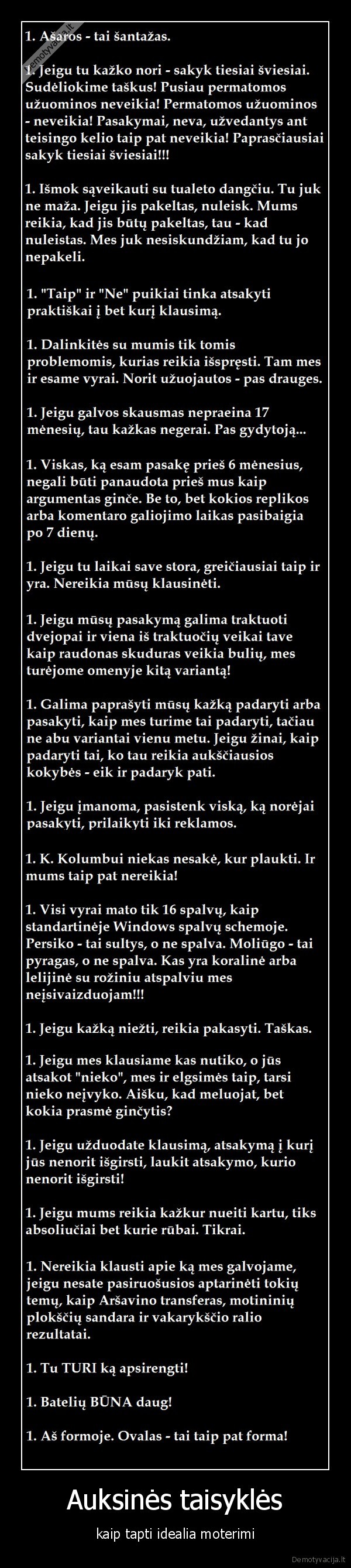 Auksinės taisyklės - kaip tapti idealia moterimi