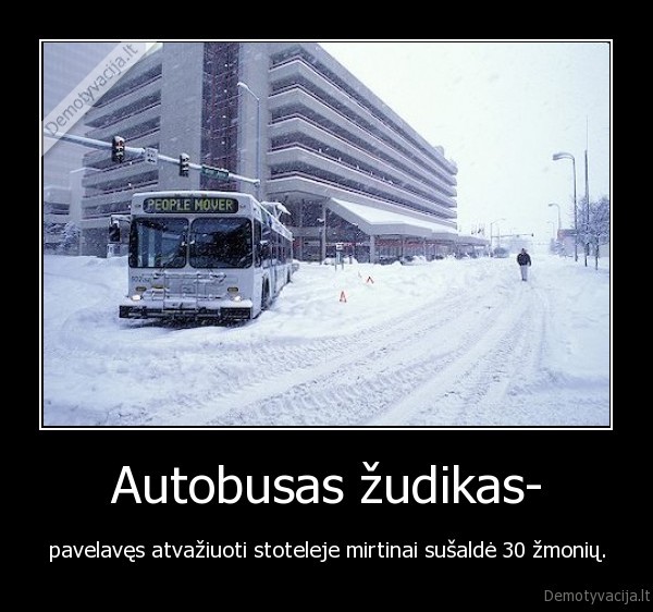 Autobusas žudikas- - pavelavęs atvažiuoti stoteleje mirtinai sušaldė 30 žmonių.