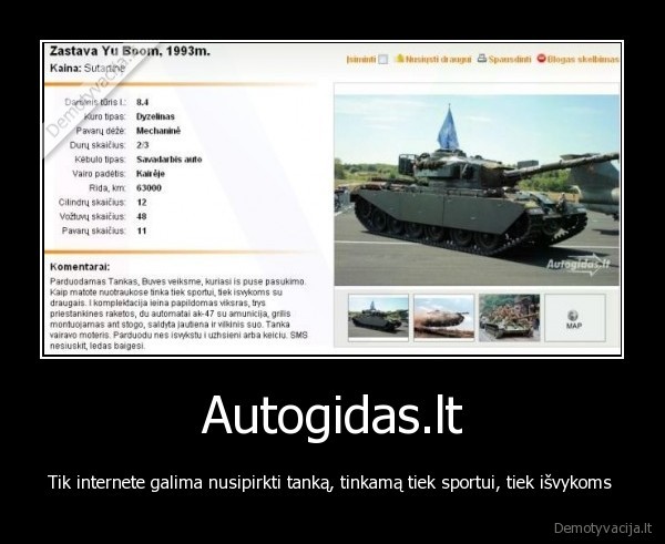 Autogidas.lt - Tik internete galima nusipirkti tanką, tinkamą tiek sportui, tiek išvykoms 