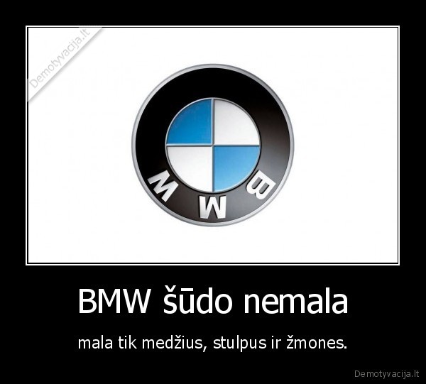 BMW šūdo nemala - mala tik medžius, stulpus ir žmones.