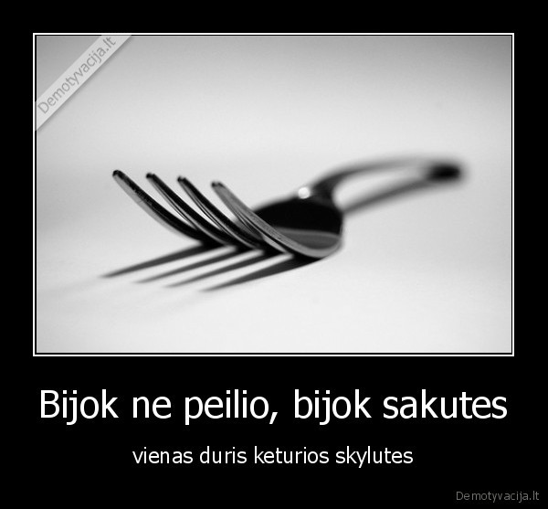 Bijok ne peilio, bijok sakutes - vienas duris keturios skylutes