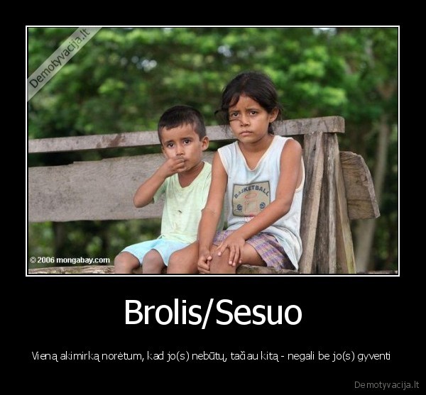 Brolis/Sesuo - Vieną akimirką norėtum, kad jo(s) nebūtų, tačiau kitą - negali be jo(s) gyventi