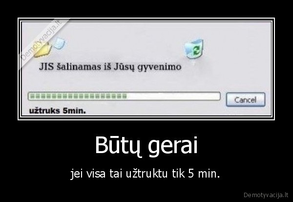 Būtų gerai - jei visa tai užtruktu tik 5 min.