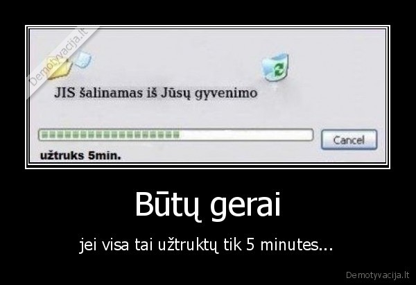 Būtų gerai - jei visa tai užtruktų tik 5 minutes...