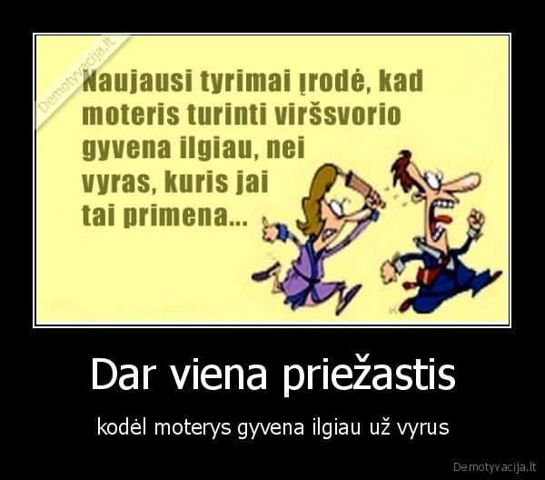 Dar viena priežastis - kodėl moterys gyvena ilgiau už vyrus