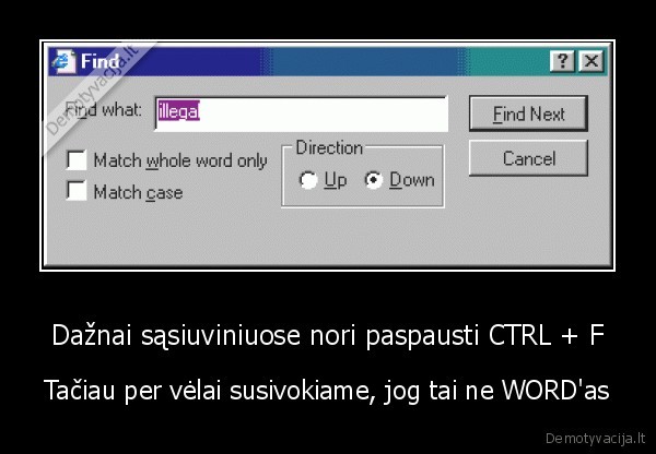 Dažnai sąsiuviniuose nori paspausti CTRL + F - Tačiau per vėlai susivokiame, jog tai ne WORD'as