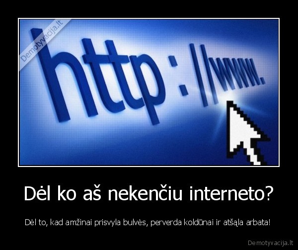 Dėl ko aš nekenčiu interneto? - Dėl to, kad amžinai prisvyla bulvės, perverda koldūnai ir atšąla arbata!