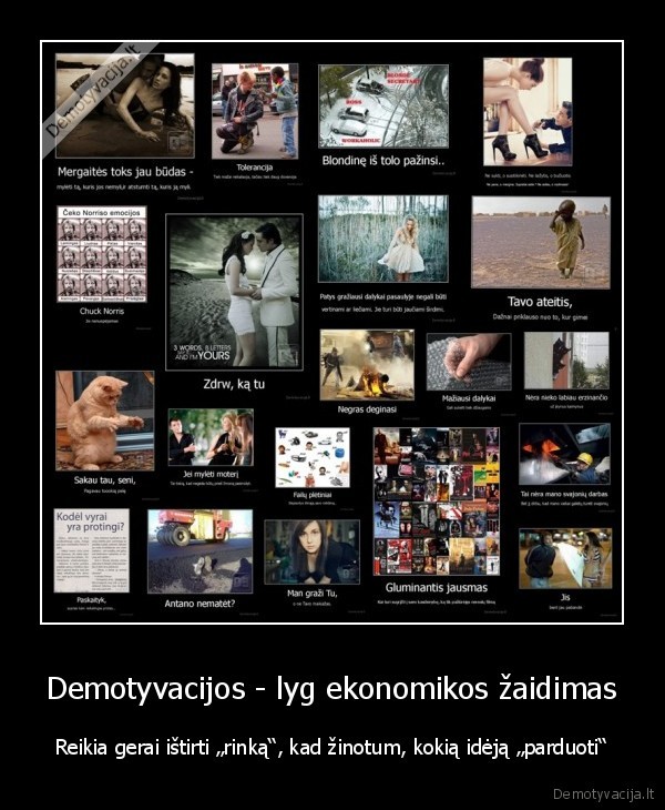 Demotyvacijos - lyg ekonomikos žaidimas - Reikia gerai ištirti „rinką“, kad žinotum, kokią idėją „parduoti“