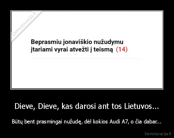 Dieve, Dieve, kas darosi ant tos Lietuvos... - Būtų bent prasmingai nužudę, dėl kokios Audi A7, o čia dabar...