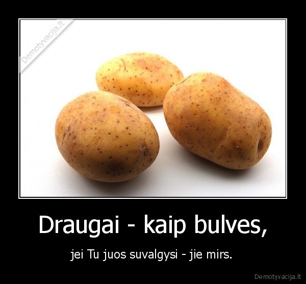 Draugai - kaip bulves, - jei Tu juos suvalgysi - jie mirs.