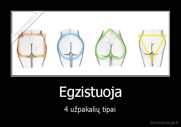 Egzistuoja - 4 užpakalių tipai