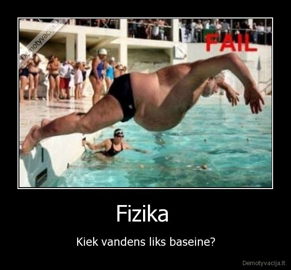 Fizika  - Kiek vandens liks baseine?