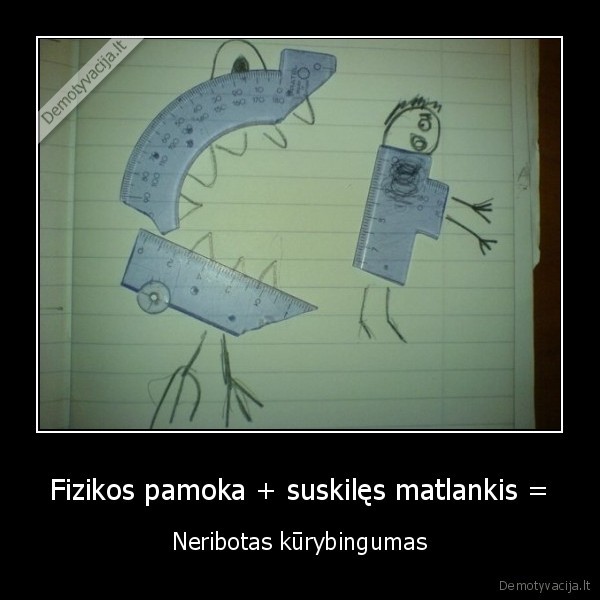 Fizikos pamoka + suskilęs matlankis = - Neribotas kūrybingumas