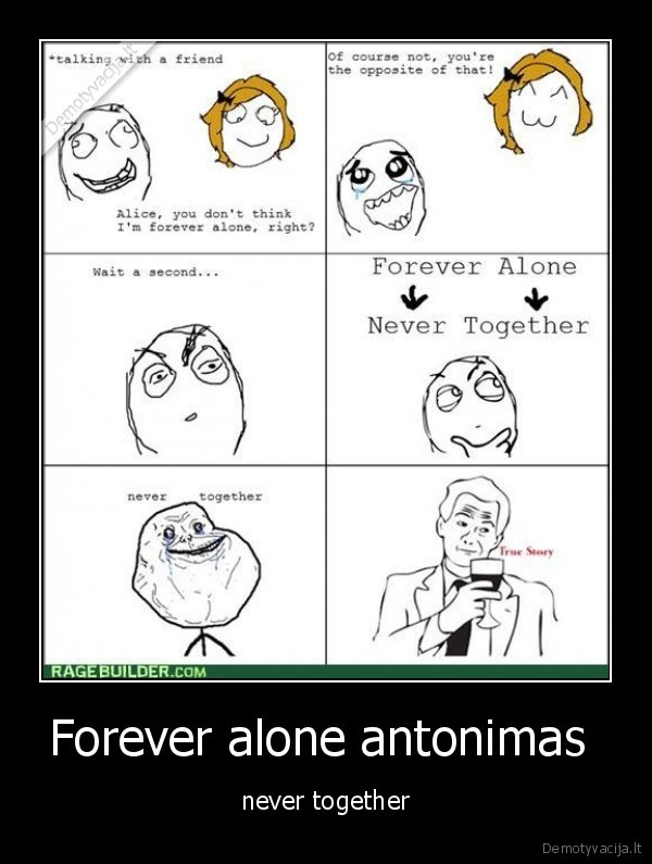 Forever alone antonimas  - never together