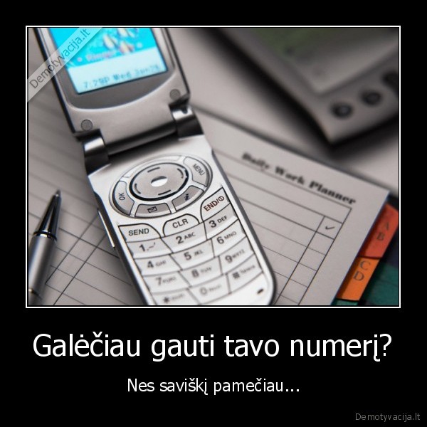 Galėčiau gauti tavo numerį? - Nes saviškį pamečiau...