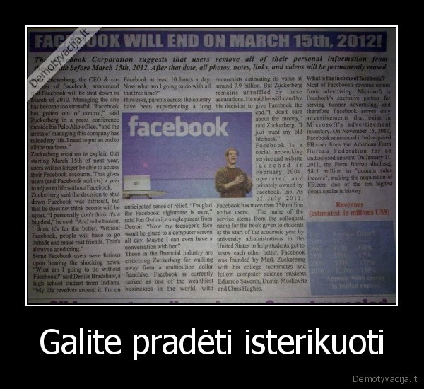 Galite pradėti isterikuoti - 