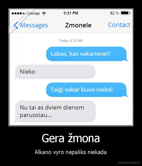 Gera žmona - Alkano vyro nepaliks niekada