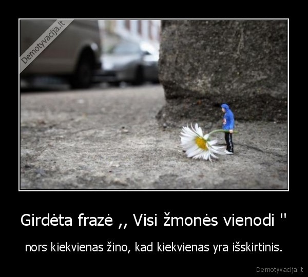 Girdėta frazė ,, Visi žmonės vienodi '' - nors kiekvienas žino, kad kiekvienas yra išskirtinis.