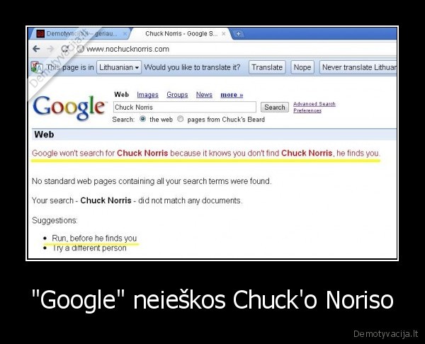 "Google" neieškos Chuck'o Noriso - 