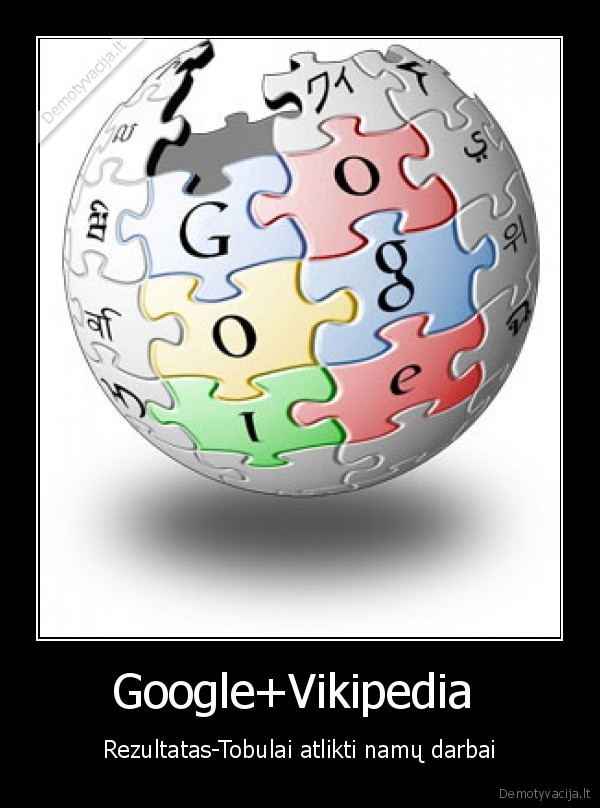 Google+Vikipedia  - Rezultatas-Tobulai atlikti namų darbai