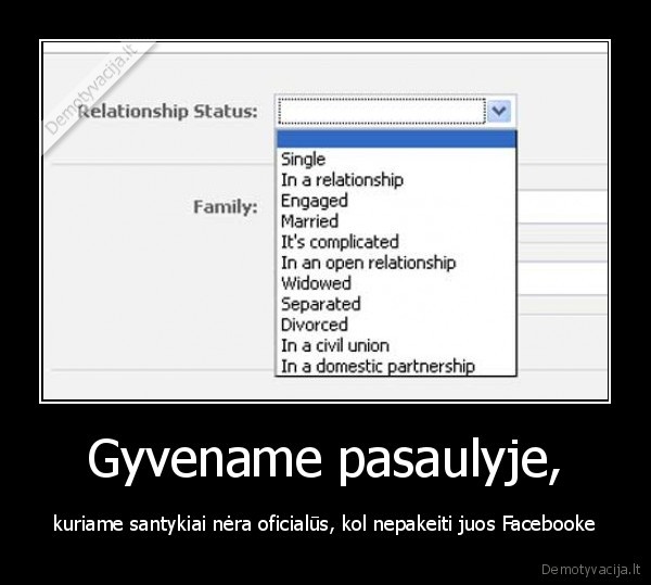 Gyvename pasaulyje, - kuriame santykiai nėra oficialūs, kol nepakeiti juos Facebooke