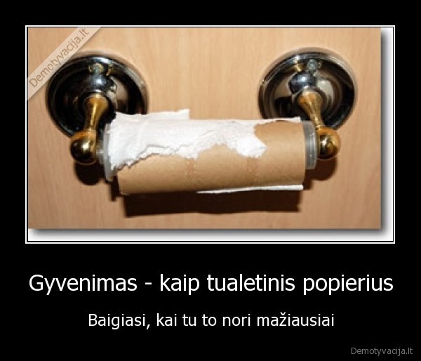 Gyvenimas - kaip tualetinis popierius - Baigiasi, kai tu to nori mažiausiai