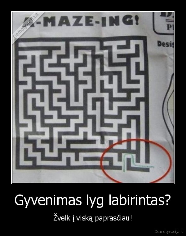 Gyvenimas lyg labirintas? - Žvelk į viską paprasčiau!