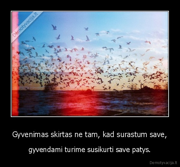 Gyvenimas skirtas ne tam, kad surastum save, - gyvendami turime susikurti save patys.