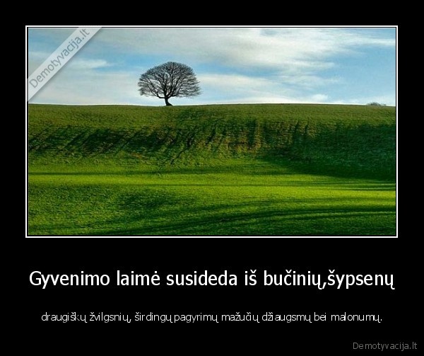 Gyvenimo laimė susideda iš bučinių,šypsenų -  draugiškų žvilgsnių, širdingų pagyrimų mažučių džiaugsmų bei malonumų.