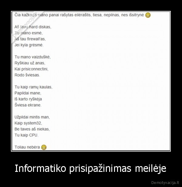 Informatiko prisipažinimas meilėje - 