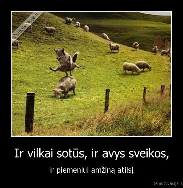 Ir vilkai sotūs, ir avys sveikos, - ir piemeniui amžiną atilsį.